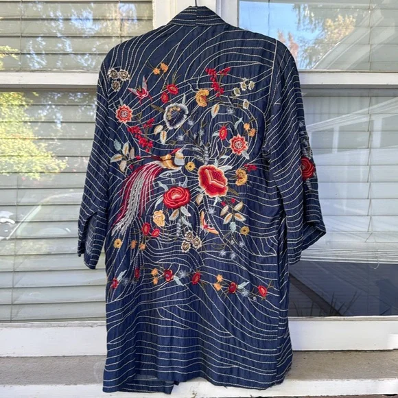 Johnny Was Blue Floral Kimono - Picture 2 of 9